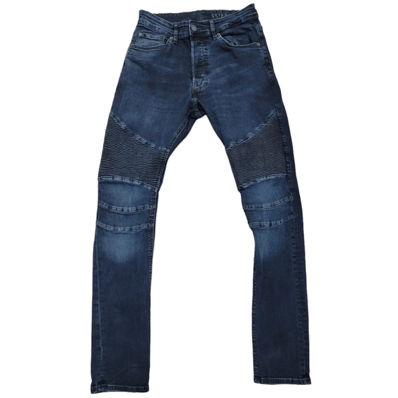 (M) Divided H&M Dark Wash Moto Jeans (Men) - Picture 1 of 10